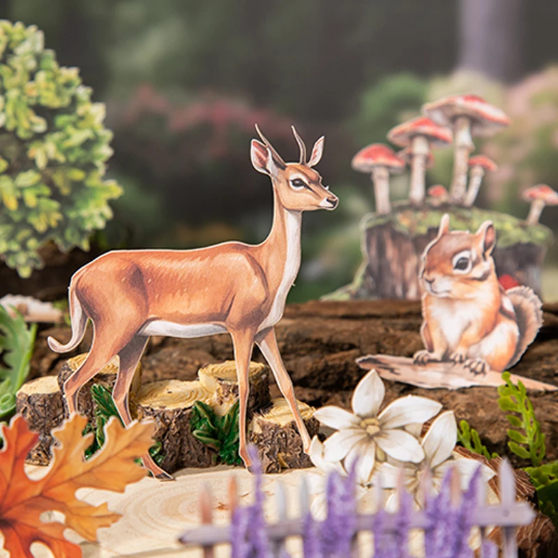 Mr.Paper Forest Journey 시리즈 귀여운 하드 카드 스티커 - 장 학생용품 정원 조경 테마 핸드북