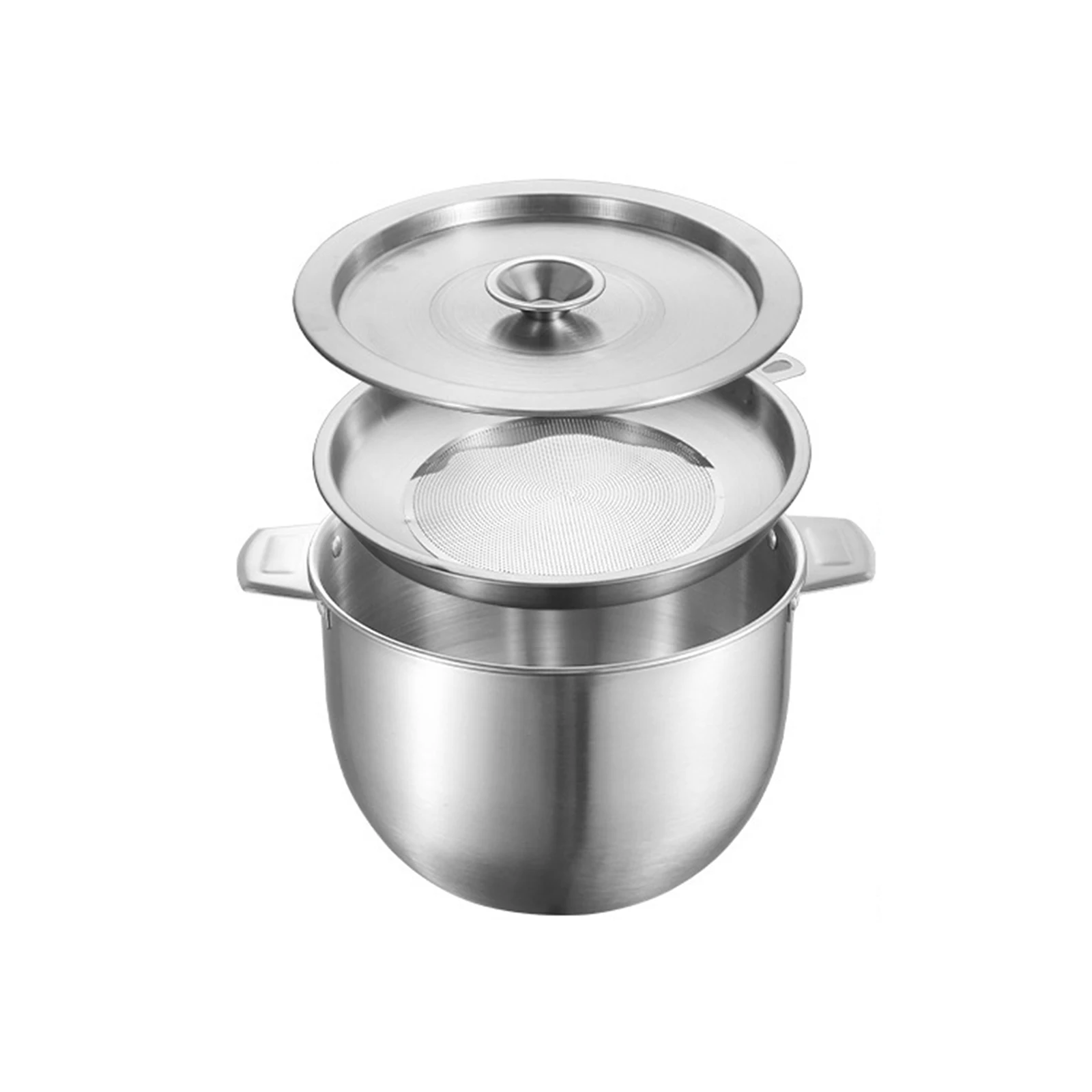 

Кастрюля из нержавеющей стали с фильтром для супа и масла и крышкой