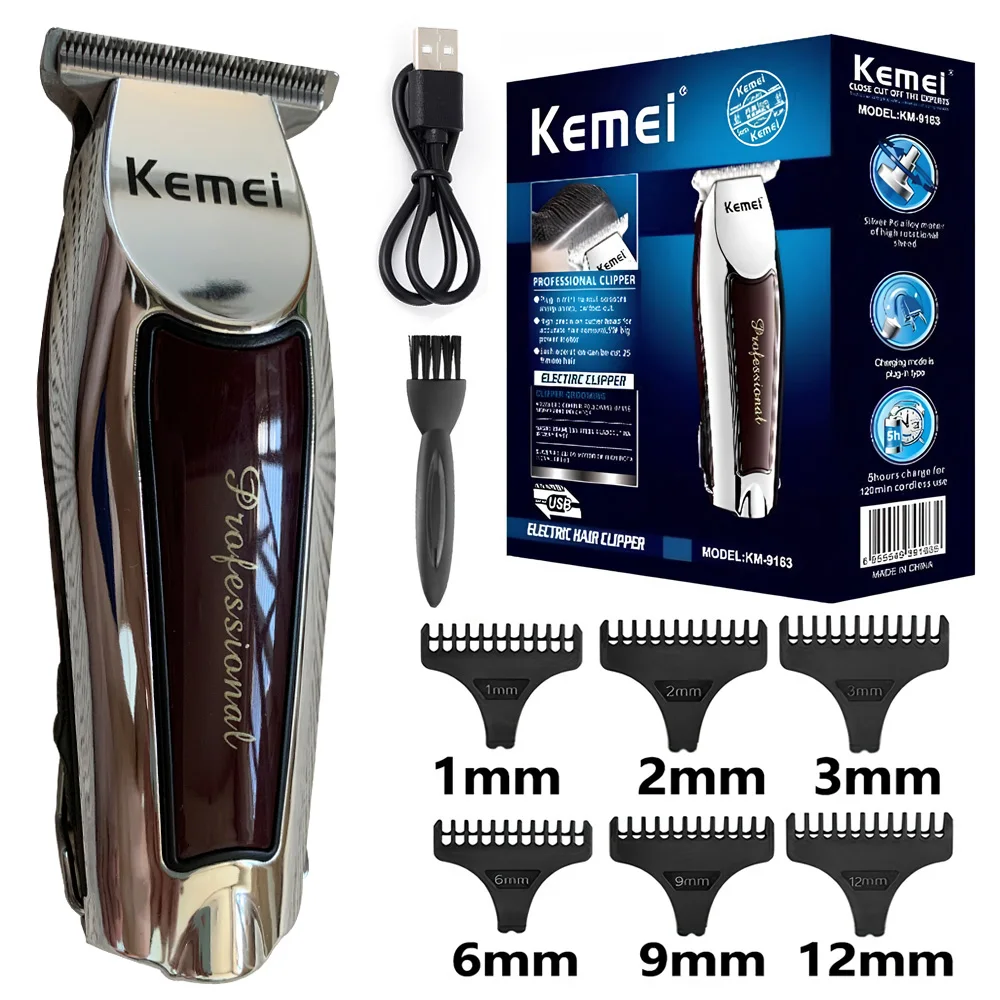 

Kemei Professional Hair Cutting Machine Electric Hair Trimmers Beard Shaver For Men USB Rechargeable Haircut Barber KM-9163