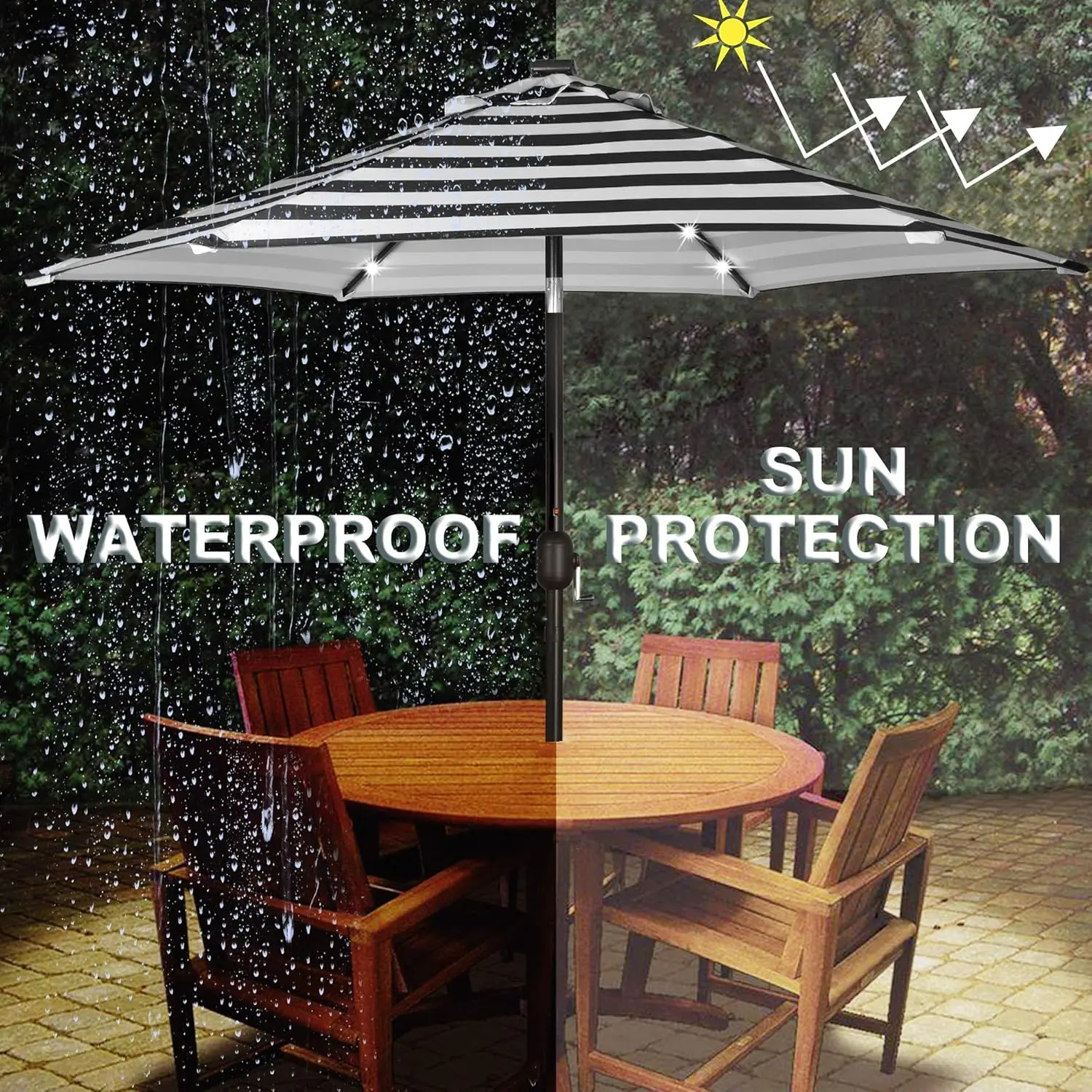 7.5 ft Solar Umbrella, 18 LED Lighted Patio Umbrella, Table Market Umbrella 4