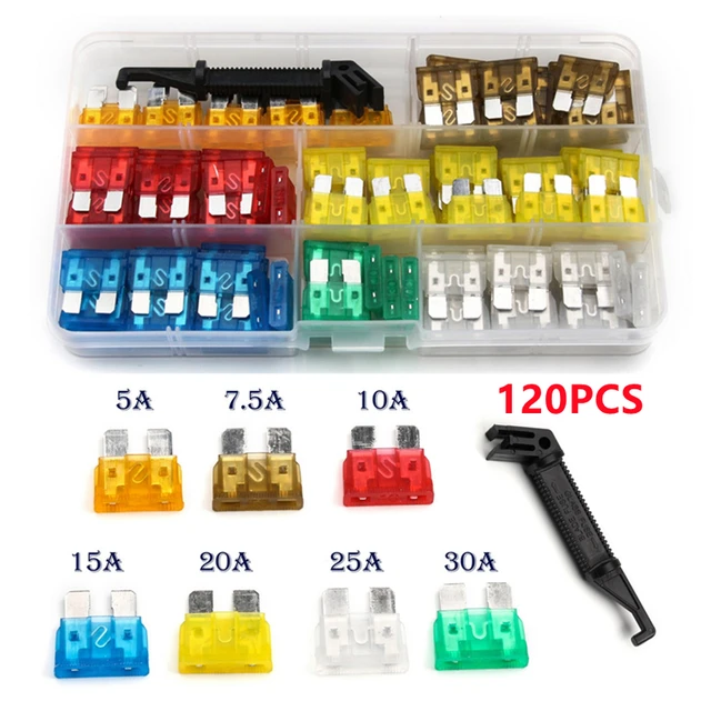 100PCS Standard Kleine Mini Größe Klinge Typ Auto Sicherung Sortiment  5A/7,5 A/10A/15A/20A/25A/30A Sicherung Set Auto Auto Lkw mit Box Clip -  AliExpress