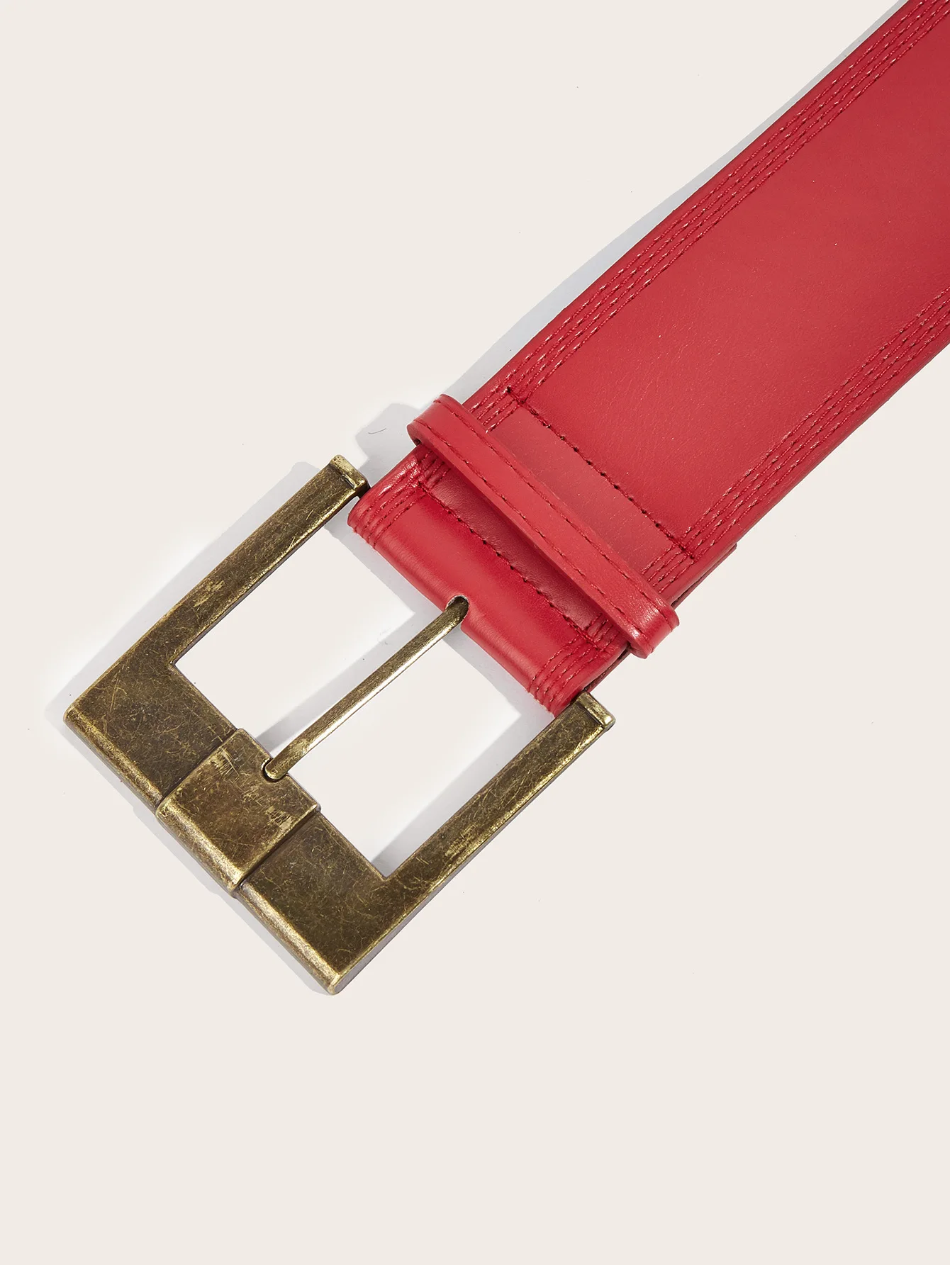 Brown Black Red Vintage Wide Belts PU Leather Girdle Square Antique Copper Buckle Men Women Jeans Accessories