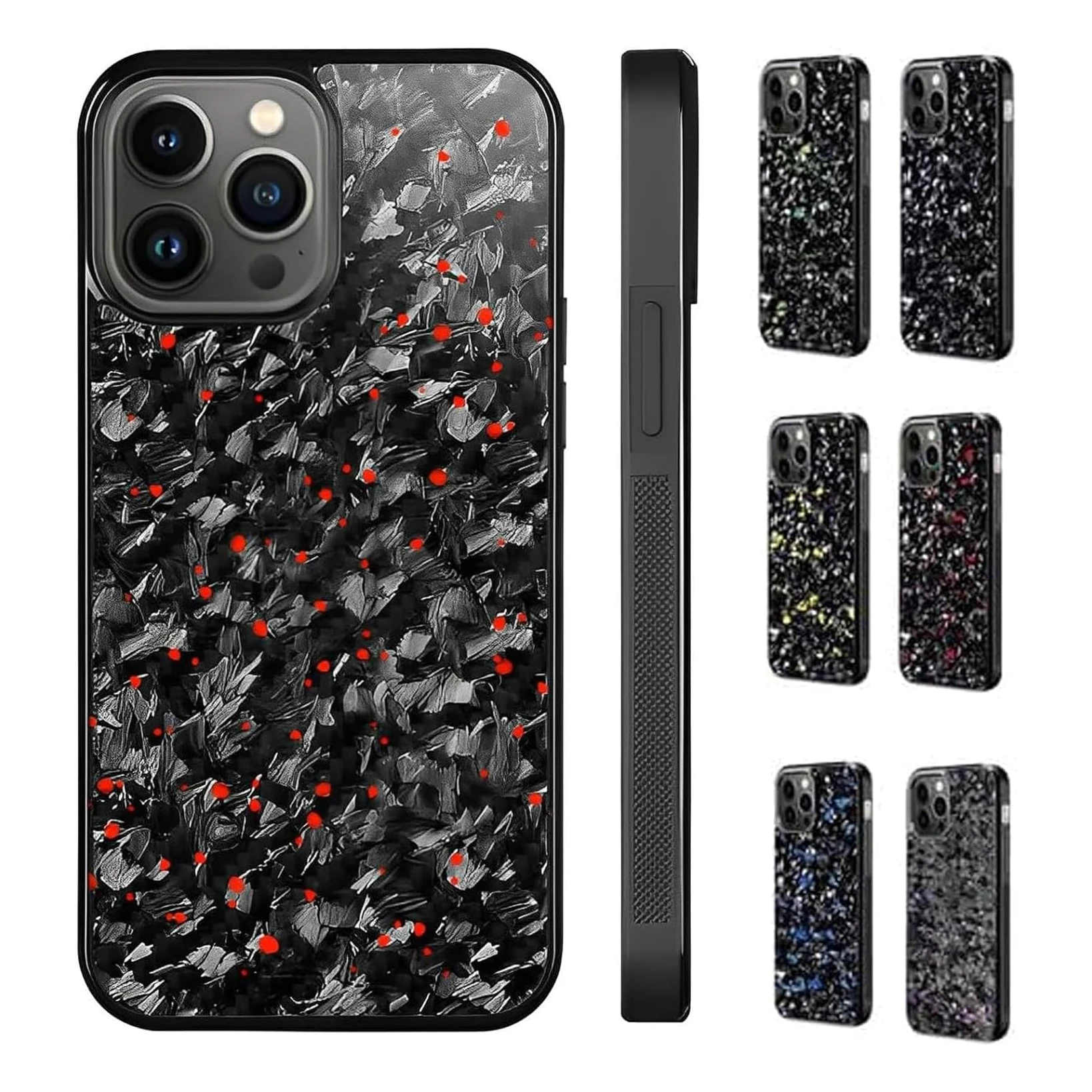 Luxuriöse glänzende echte Kohlefaser-Rüstung, stoßfeste Abdeckung für iPhone 16 Pro Max 15 14 13 12, kabellose Aufladung, geschmiedete Faserabdeckung