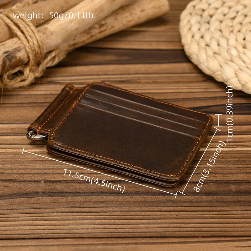 Genuine Leather Money Clip Purse For Men Women Cash Clip Wallets Male Short Wallets Card Holder Multi Cards Short Purse For Man credit card holder id card holder leather bill organizer