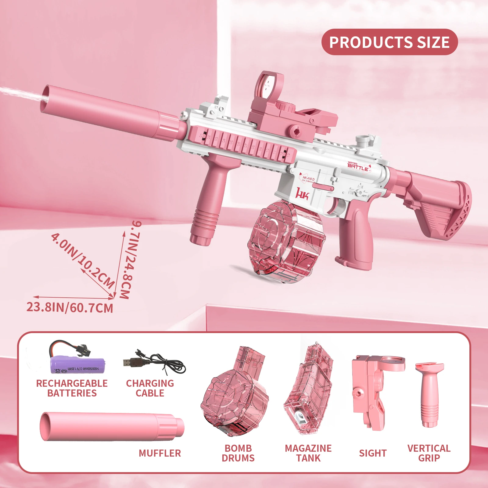 M416 Electric Repeating Water Gun Children's Toys Automatic Spraying  Continuous Shot Large Capacity Self-priming Water Gun Toys 5