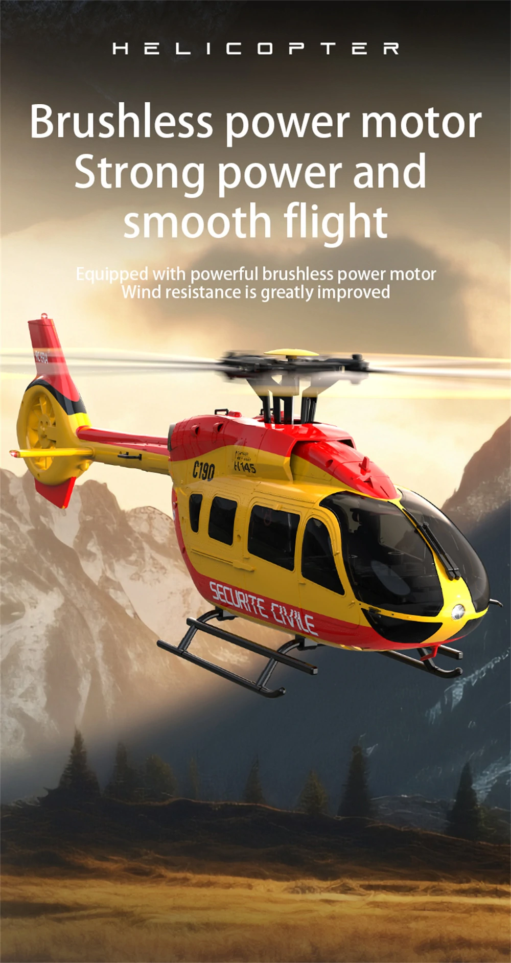 RC ERA C190 1:30 H145 Scale 2.4G 6CH  6-Axis Gyro Optical Flow Localization Altitude Hold Flybarless RC Helicopter RTF