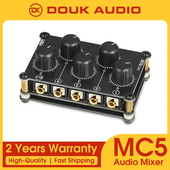 Douk Audio Mixer Audio Stereo analogico portatile a 4 canali Mini Mixer di linea passivo per Console di missaggio del suono di registrazione in Studio dal vivo