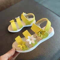 Fashion Girls Sandals Sweet Flowers Cute Princess Shoe Simple Versatile Girl Shoes New Summer Design Child Shoes Roman Sandals 2