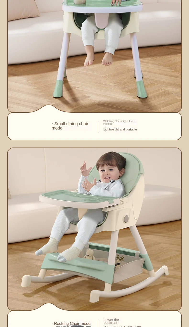 Chaise haute transat bébé avec balancelle et roulette évolutive - Kidilo