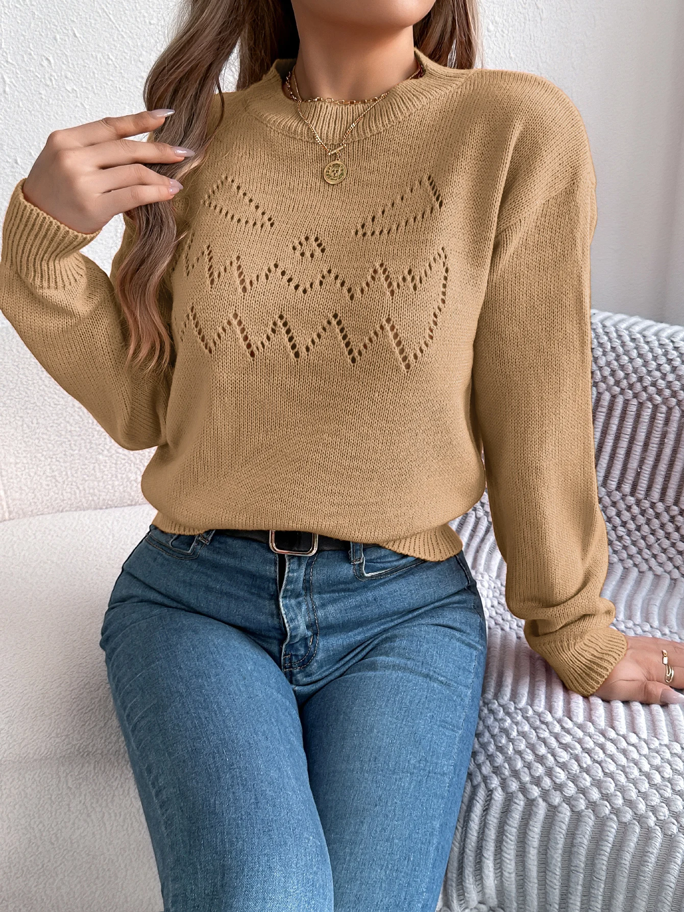 Women's Autumn Winter Pumpkin Pattern Long Sleeved Pullover Sweater