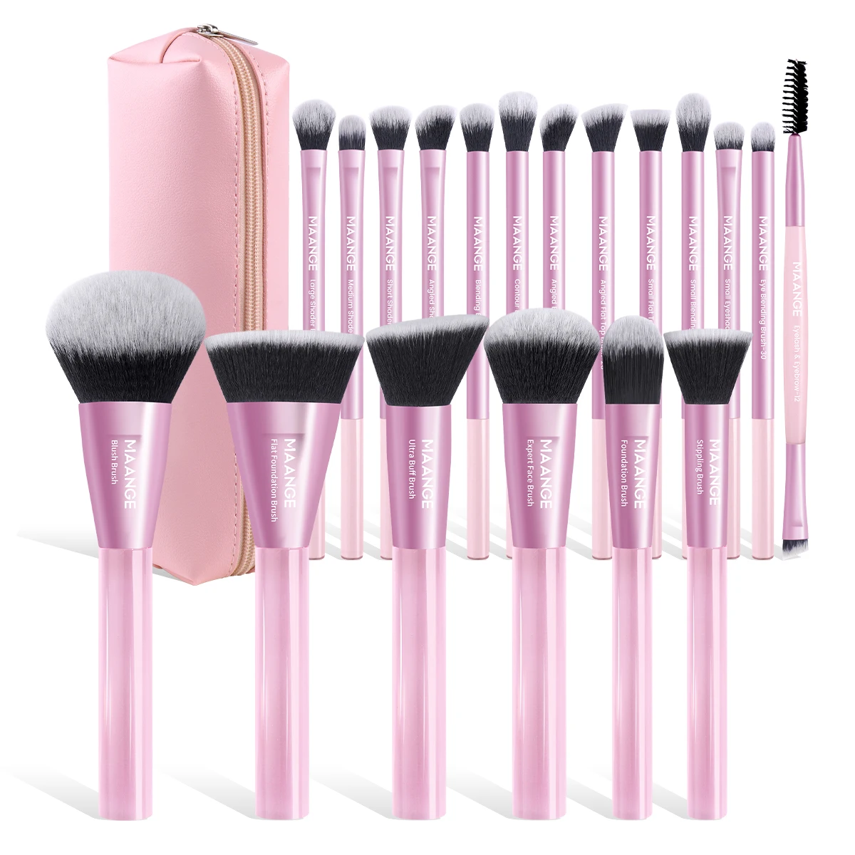 مجموعة فرش مكياج مكونة من 19 قطعة من MAANGE مع حقي...