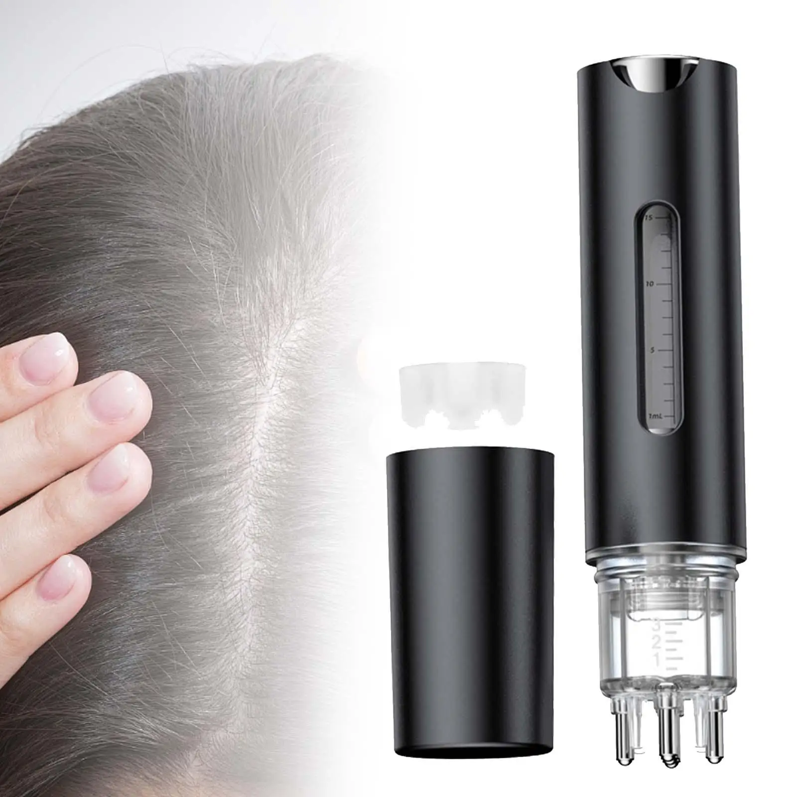 Scalp Applicator Liquid Guiding Comb Shampoo Brush Bottle Applicator Brush Head Brush for Bathroom Travel Home Daily Use Men