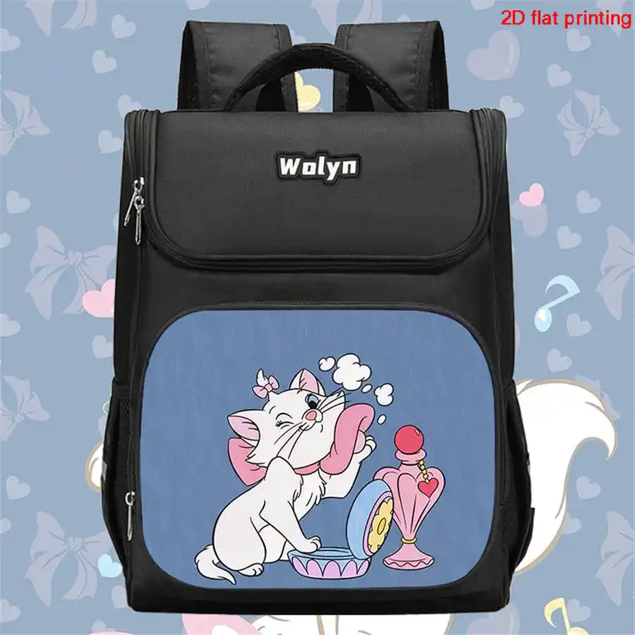 Multi-Layer Student Backpack, Large Cartoon Marie-Catt Schoolbag, Durable Schoolbag Suitable For Boys and Girls Aged 6-10 1