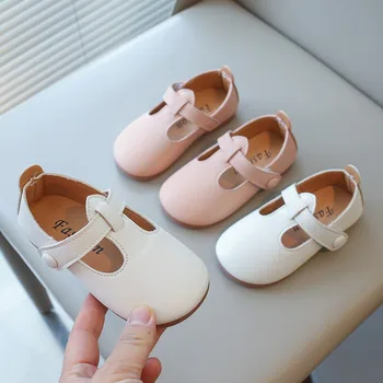 Toddlers Girls Leather Shoes Princess Sweet Simple Classic Kids Leather Flats for Medium Girl Children Dress Shoes for Wedding 3