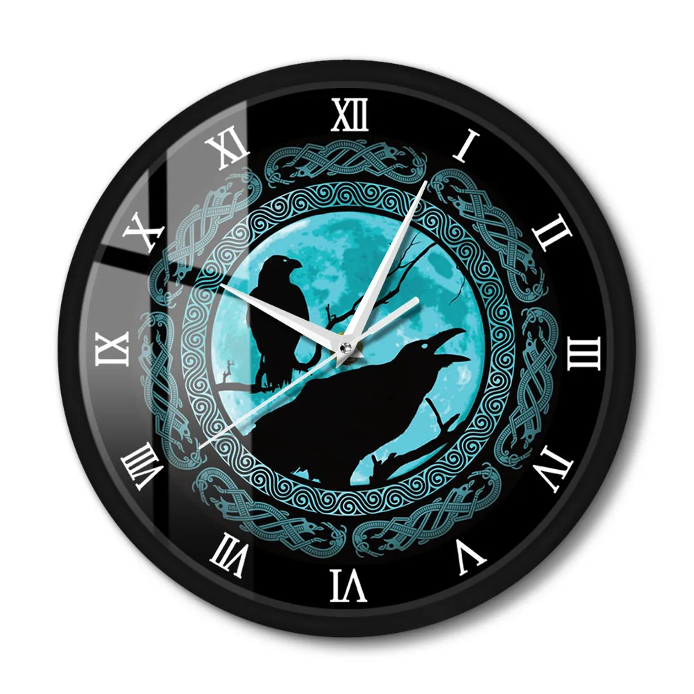 Hugin Munin Odins Ravens Retro Wall Clock Home Decor For Living ...