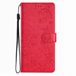 Charming Floral Butterfly Flip Case with Wallet Card Slots - Phone Cover - Redmi Note 11Pro (Red PH)