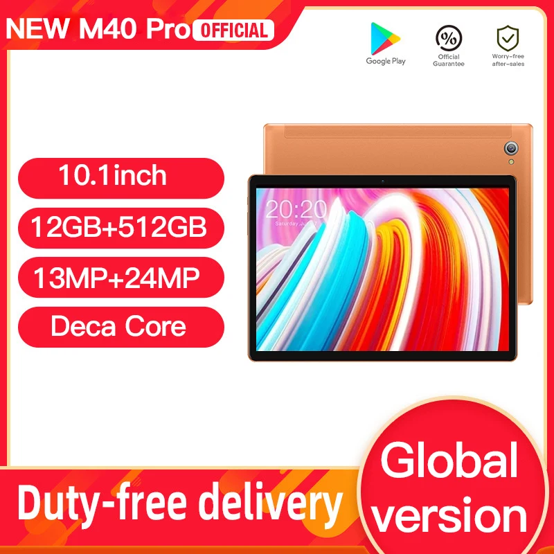 Планшет Android M40 Pro 12 Гб ОЗУ 512 ПЗУ 10 1 дюйма планшет 1920x1200 Восьмиядерный планшеты