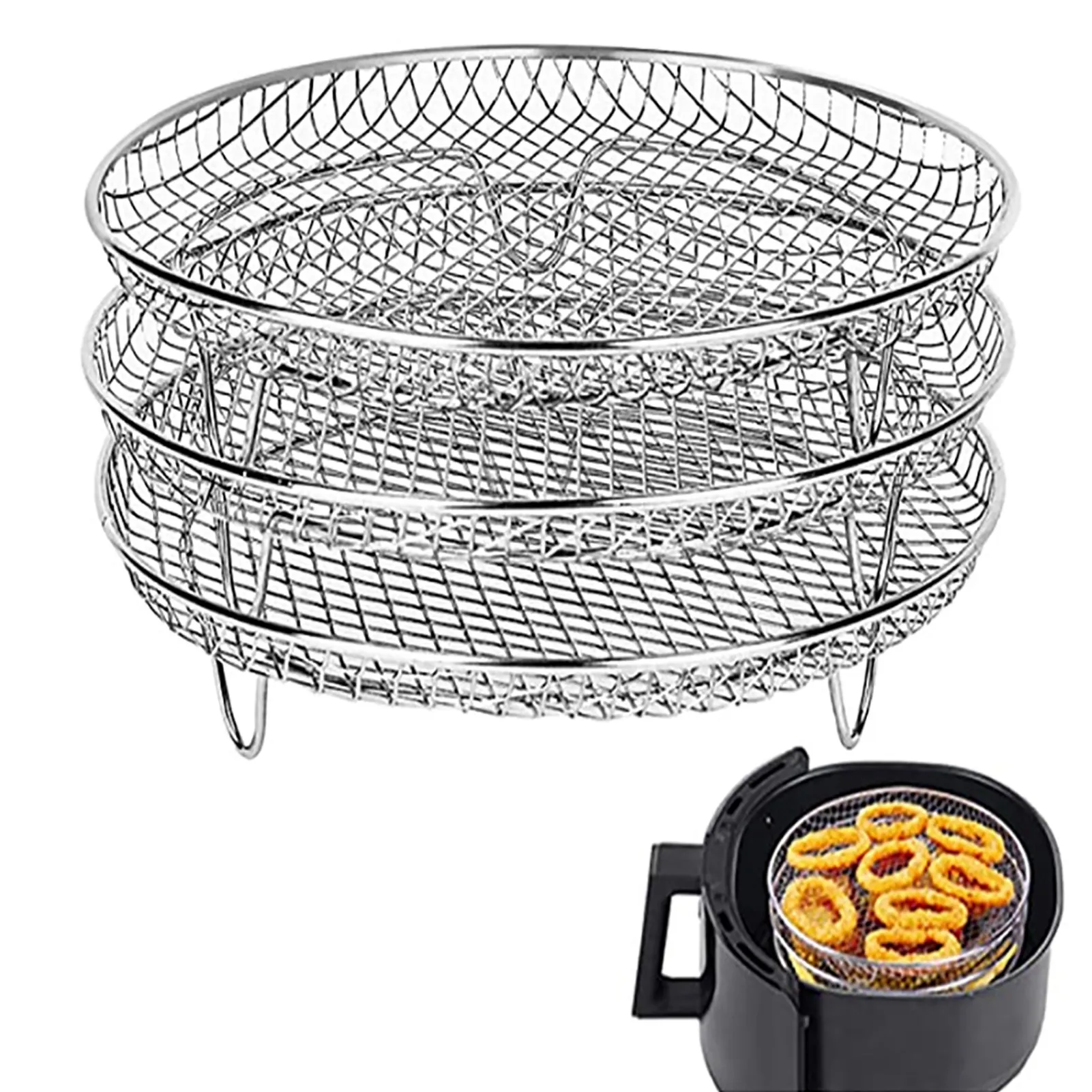 3 Lay Air Fryer Rack Versatile Round Roasting Rack Grill Rack Airfryer