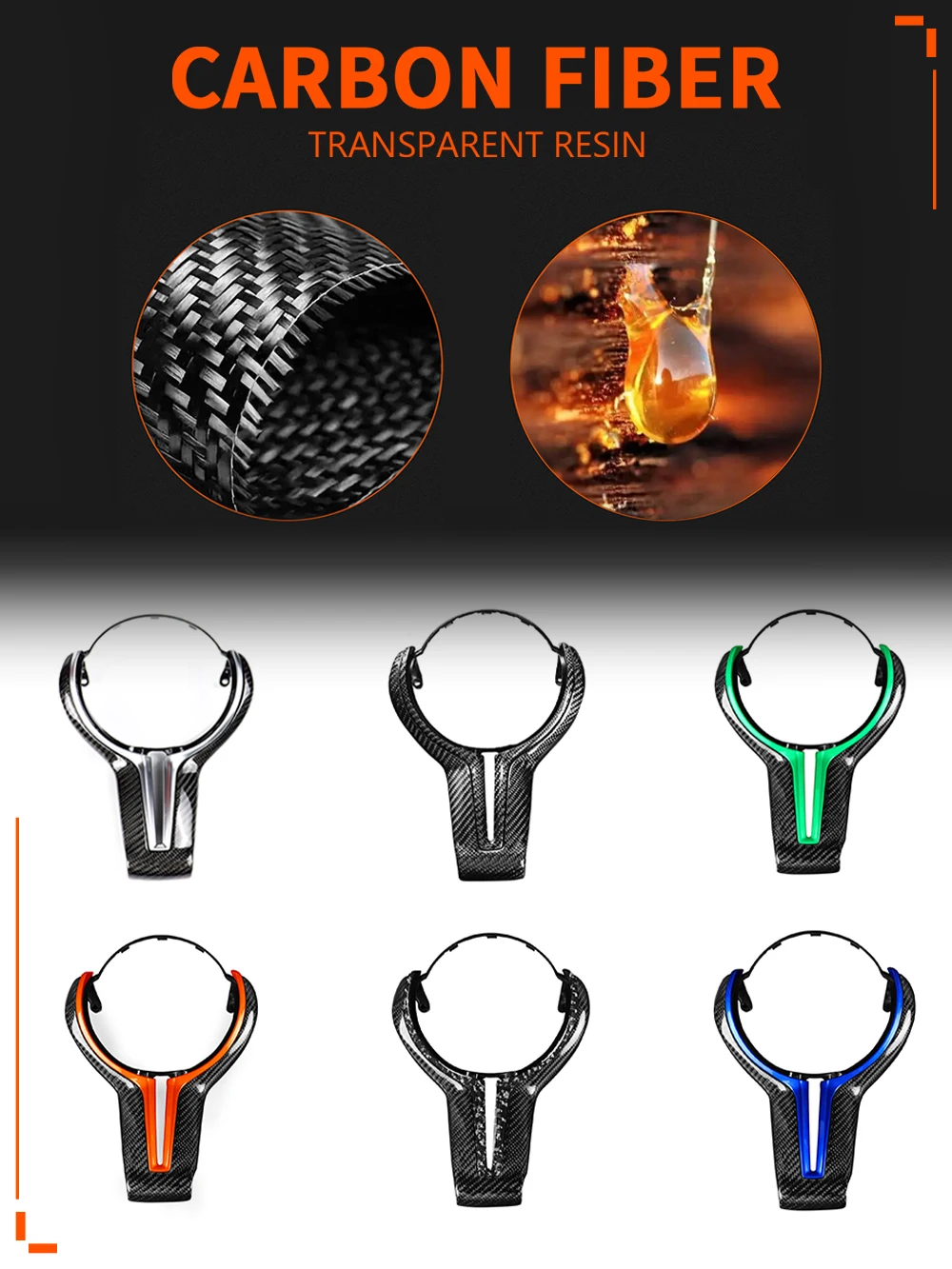 Carbon Fiber Multicolor Steering Wheel T-Shaped Replacement For BMW M Series M2 F87 F80 M3 F82 M4 F10 M5 F06 F12 F13 M6 F85 X5M