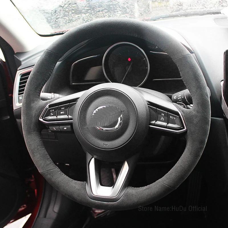 

Real Alcatara Hand-stitched Car Steering Wheel Cover For Mazda CX-3 CX3 CX-5 CX5 2017 2018 Car Steering covers Interior