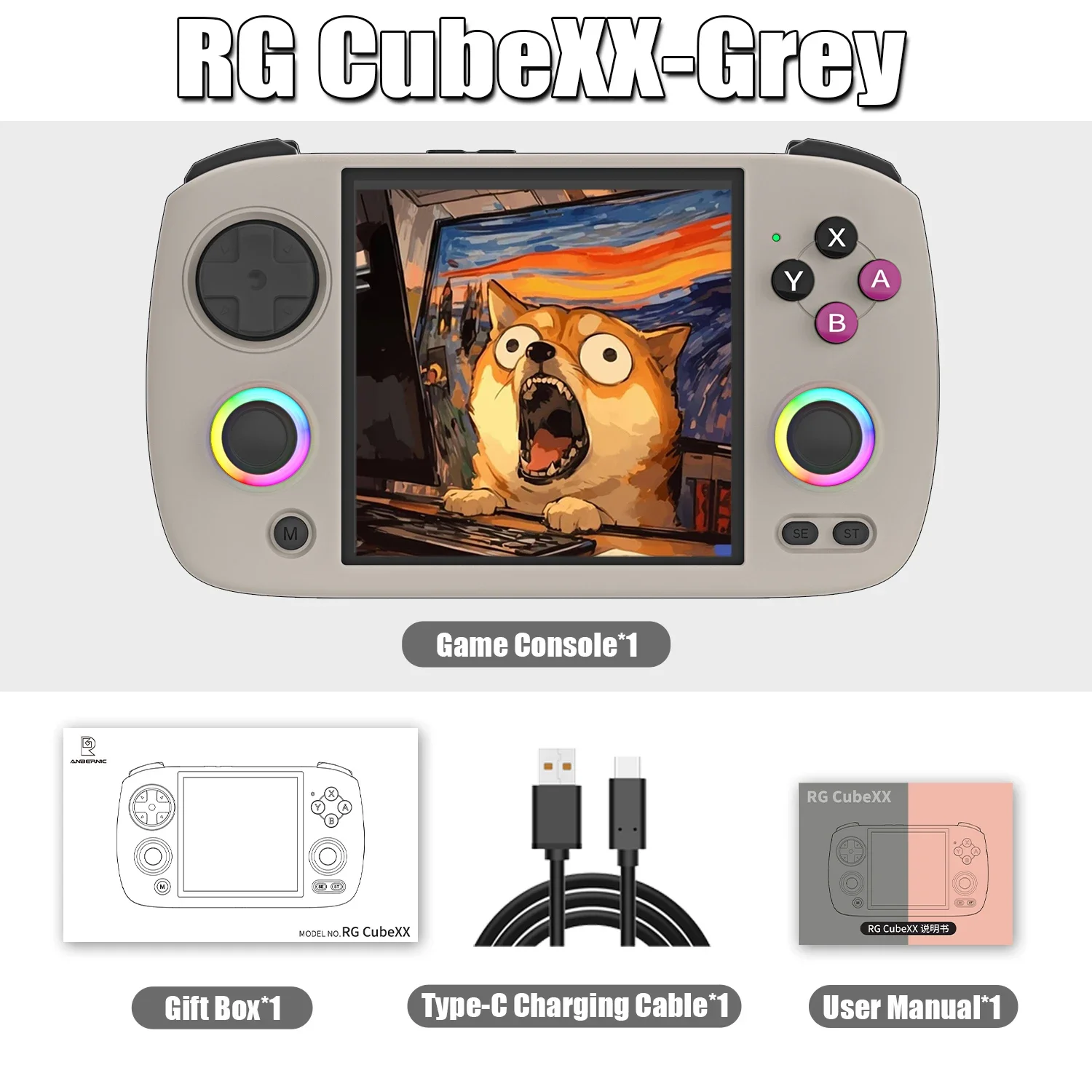 Knoruley Consola Retro RG CubeXX – Pantalla IPS 3,95″, Linux 64 Bits, Joystick RGB, 32 GB, Compatible Con Múltiples Formatos