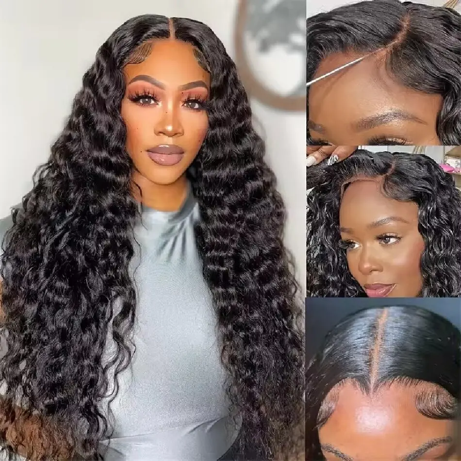 

4*4 Lace Cut Human Hair Glueless Transparent HD Curly Wigs Lace Front Wigs Deep Wave HD Lace Closure Brazilian Human Hair Wigs
