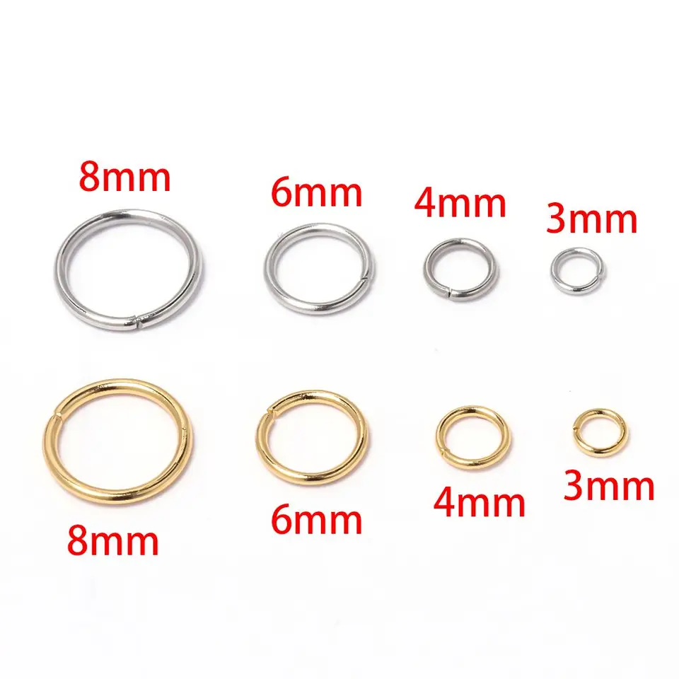 600 Anelli Di Salto Aperti Placcati Oro 24K - 4/5/6/7/8/9 Mm Per Gioielli Fai Da Te | Acciaio Inox