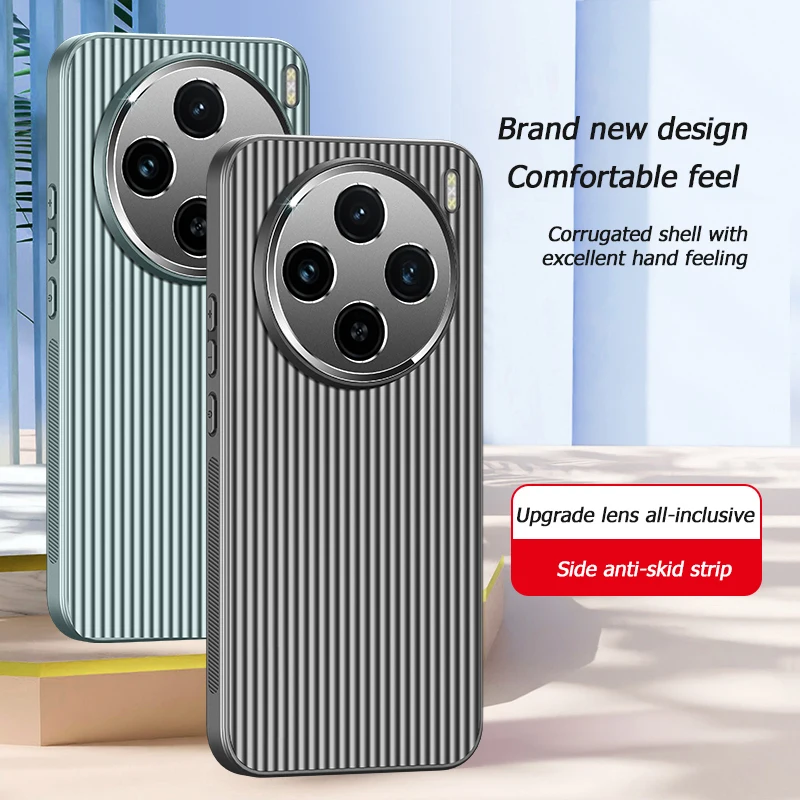 Coque de téléphone pour vivo iQOO 12 11 Neo9 X100 S18 Pro, coque en métal à rayures 3D, protection de l'appareil photo, coque souple mate, anti-chute, antidérapante_voghion.com