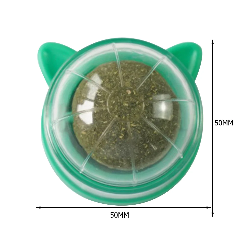 Rotatable Catnip Wall Ball Cat Treat Toys with Catnip Snack Licking Ball Kitten Pet Molar Edible Treating Cleaning Teeth Teasing 