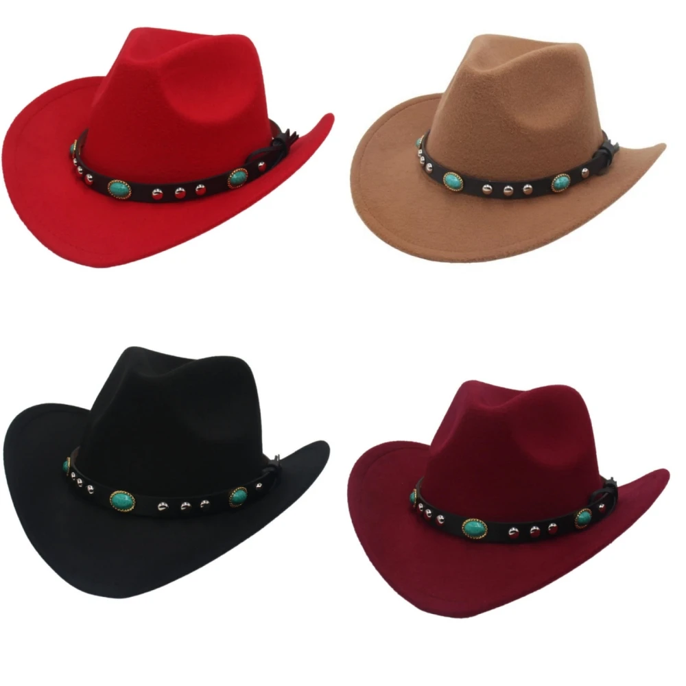 

Western Cowboy Hat Women Men Fashion Wide Casual Artificial Leather Sun Shield Hat 10 Colors Solid Color Cap