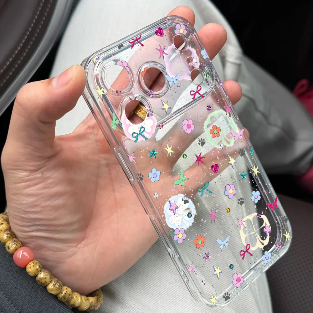 Ultra Thin TPU Clear Soft Phone Case with Floral Time Painting Design