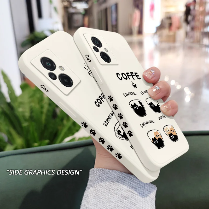 Coffee Cute Cat Silicone Phone Case - Adorable Design Cover