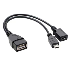 Dual Micro USB OTG Splitter Cable Adapter and Extender for Streaming Devices and PC