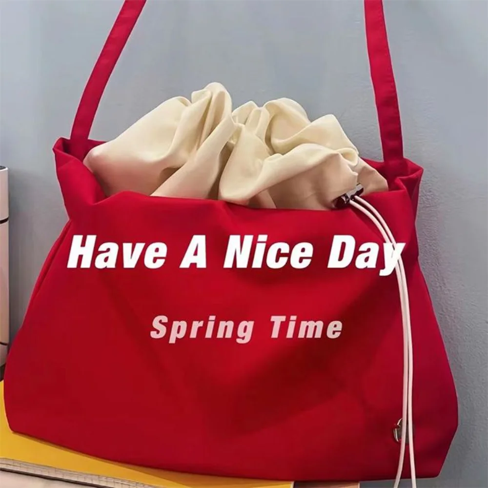 

Korea Y2k Drawstring Office Lady Designer Bag High Capacity Pleated Underarm Shoulder Bag Simple All Match Handbag Tote Bag