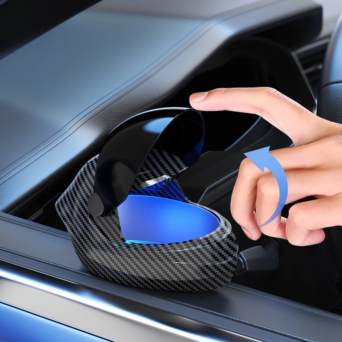 Neuer Aschenbecher in Form eines Motorradhelms aus Kohlefaser, geeignet für Auto, Zuhause, Büro und als hochwertige kreative Dekoration. – Detail 6