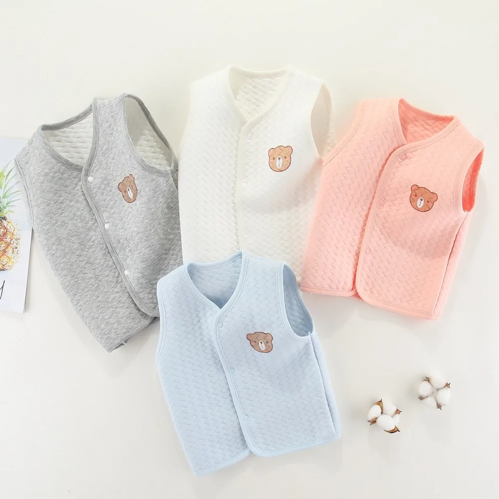 Children's Cotton Vest Autumn and Winter Baby Thickened Girl Tank Top New Boys' Cardigan Baby Warm Vest