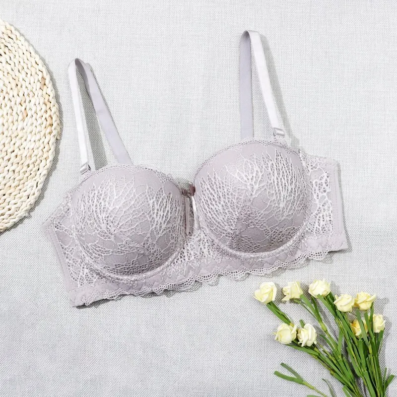 Softrhyme Summer Ins Plus Size Bra C Cup Lace Half Cup Bras Demi Gather  Steel Ring Lingerie 38C 40C 42C 44C - AliExpress