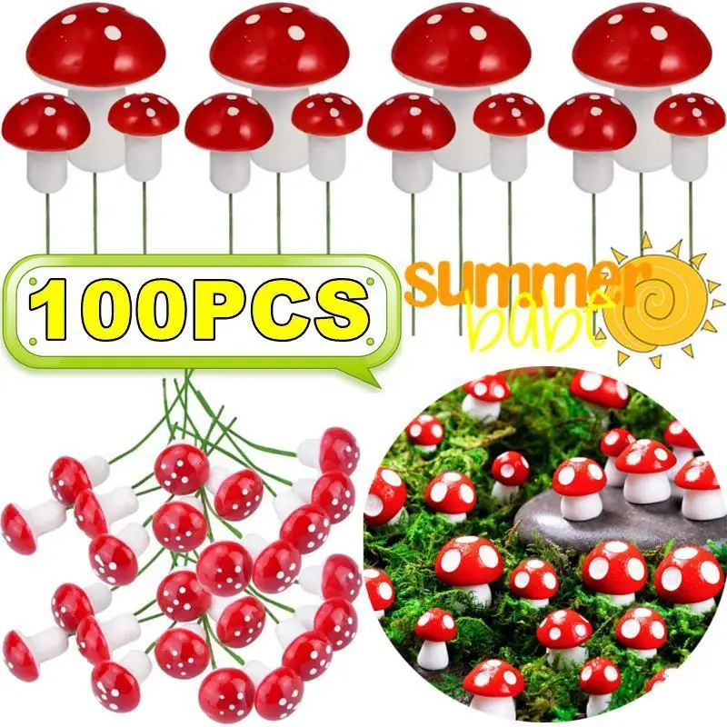 100-10PCS Miniatures Artificial Foam Mushroom Garden Fairy Bonsai Plant Pot Mini Mushroom Resin Craft Decor For DIY Micro Decor 1