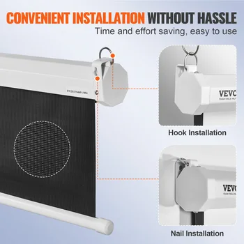 VEVOR Manual Pull Down Projector Screen 100 inch 16:9 4K 1080 HD Retractable Projector Screen for Family Home Office Theater 4