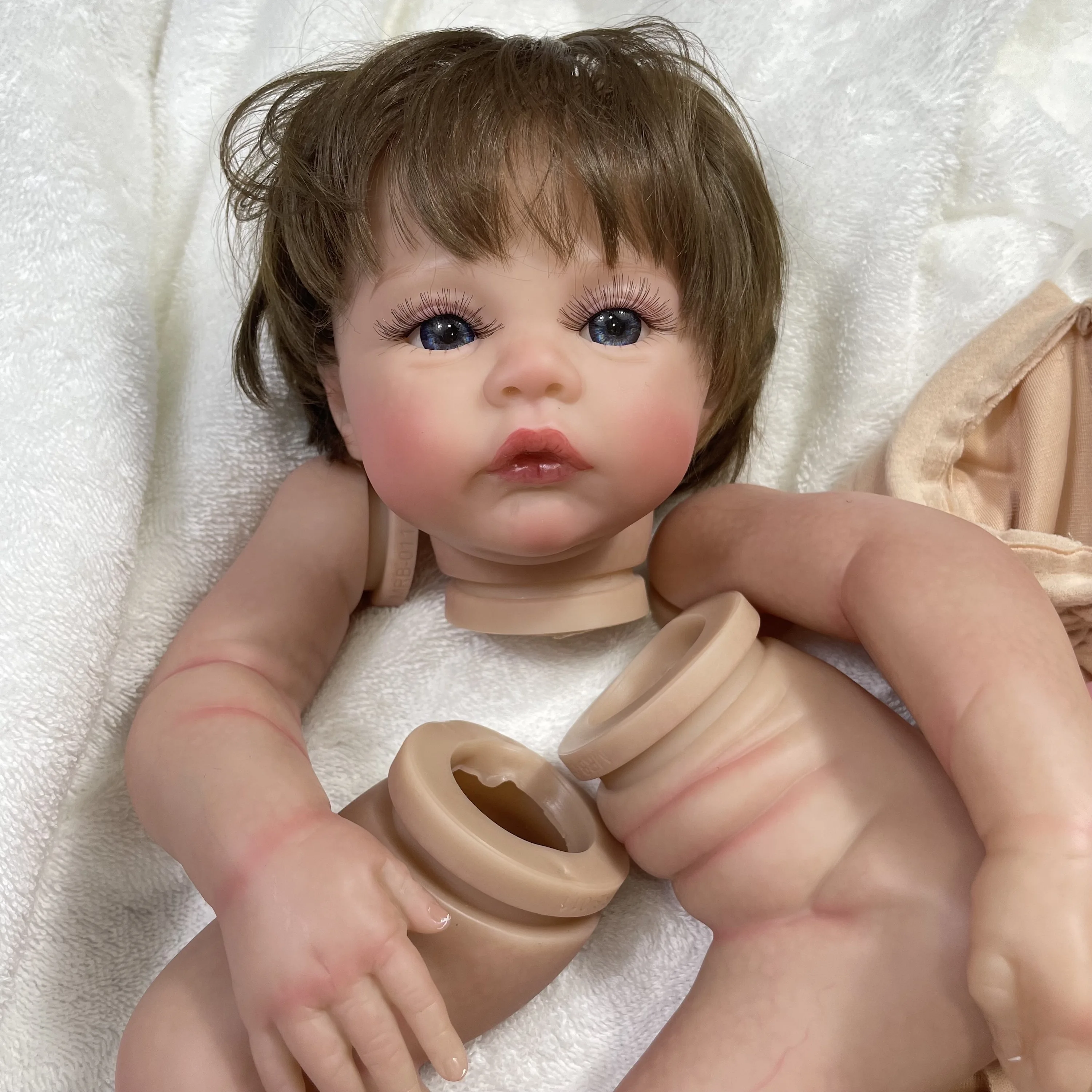 이미 페인트 칠한 다시 태어난 인형 키트, 메도우 3D 피부 가시 정맥 인형 부품, 뿌리깊은 부드러운 머리카락, 천 바디 인형 액세서리, 17 인치