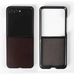 Premium Genuine Leather Phone Case with Vintage Oil Wax Pattern for Motorola Razr 50 Ultra (Dark Brown5205)