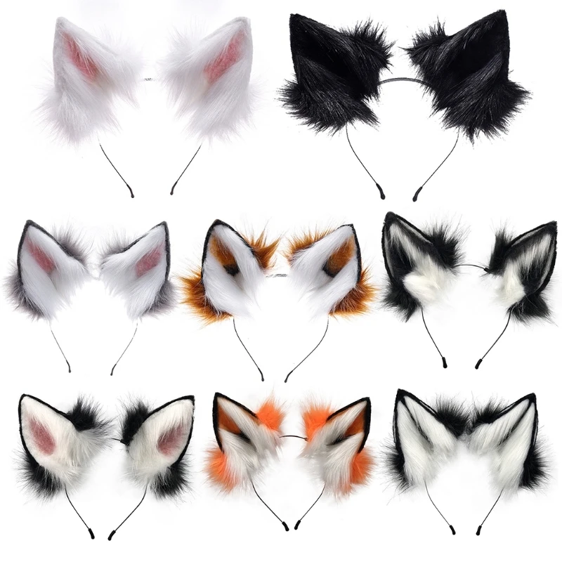 

MXMB Handmade Furry Wolf Ears Headband Simulation Animal Cosplay Hair Hoop