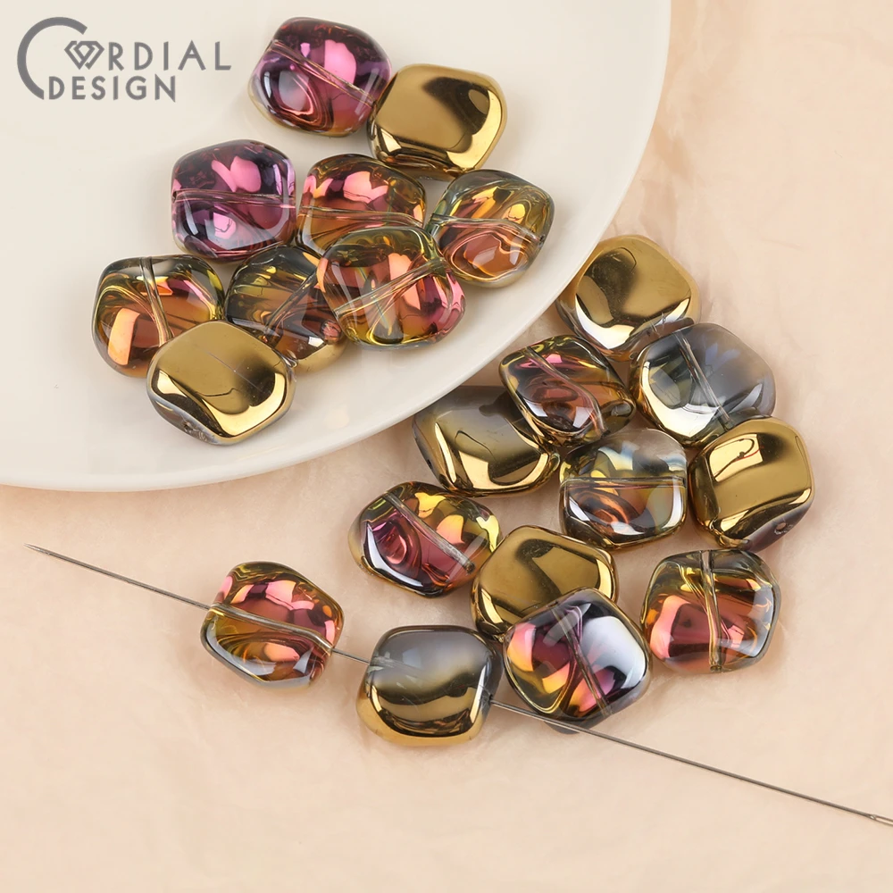 Cordial Design 17*18MM 100pcs Hand Made/DIY Glass Bead/Aurora Effect/Irregular Shape/Jewelry Findings & Components/Beads Making - cordial
