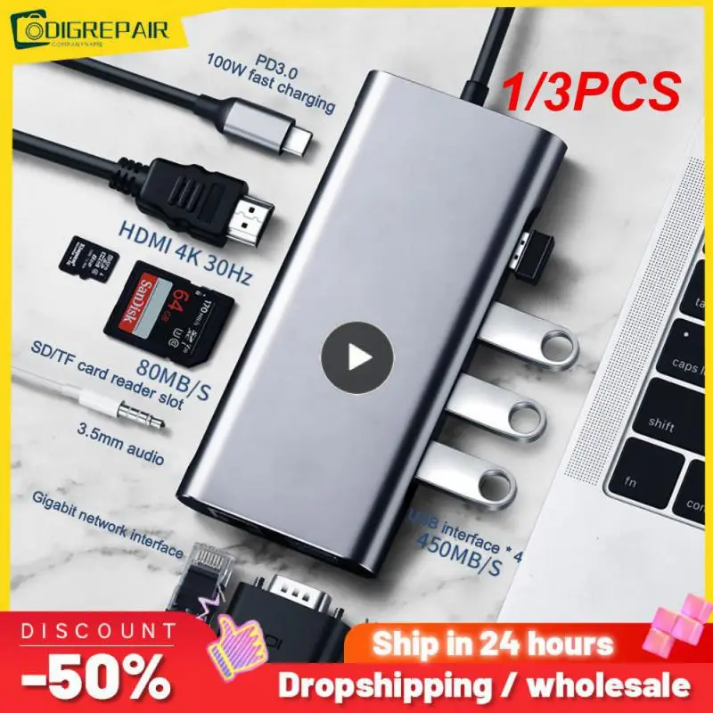 

1/3 шт. в 1, разветвитель типа C, внешний разветвитель, USB 3,0/2,0, RJ45, 4K 60 Гц, SD/TF кардридер для ПК