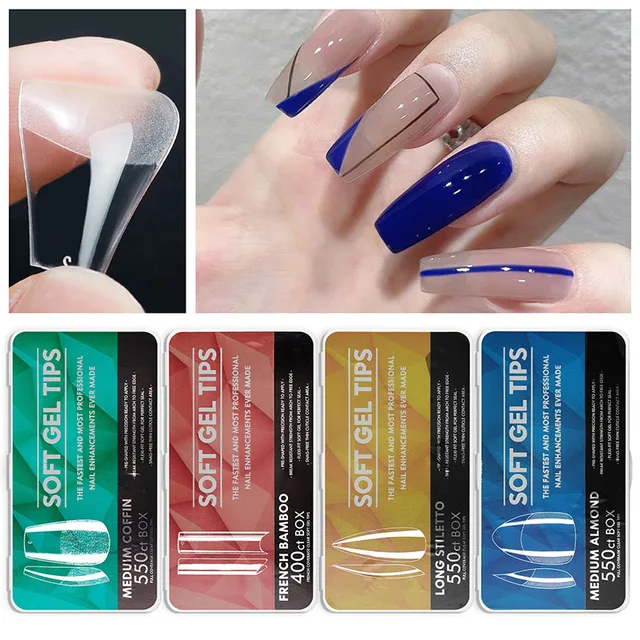 240/500 Tips False Nails Plastic Boxed Soft French Long Coffin C Curved Short Stiletto Matte Transparent XXL Nail Art Fake Tip