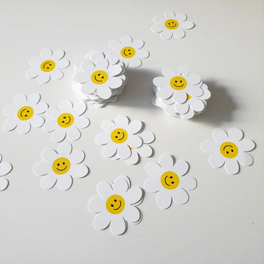 100pcs Daisy flower Paper Tags Garment Shoes Hang Tag DIY Craft Handmade Gift Tag Labels Gift Box Bags Packing Decor Accessories gift label tags handmade tags