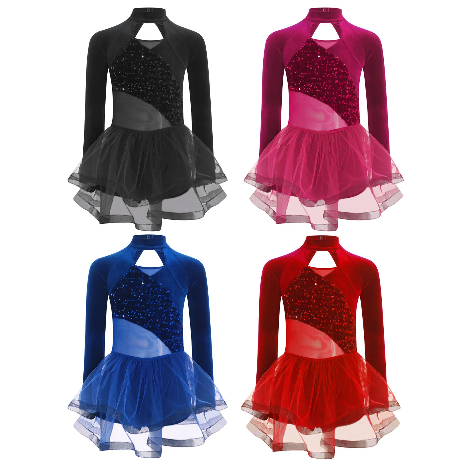 Ballet Leotard Kids Girls Ballet Dance Tutu Sleeveless Sequins Velvet Splice