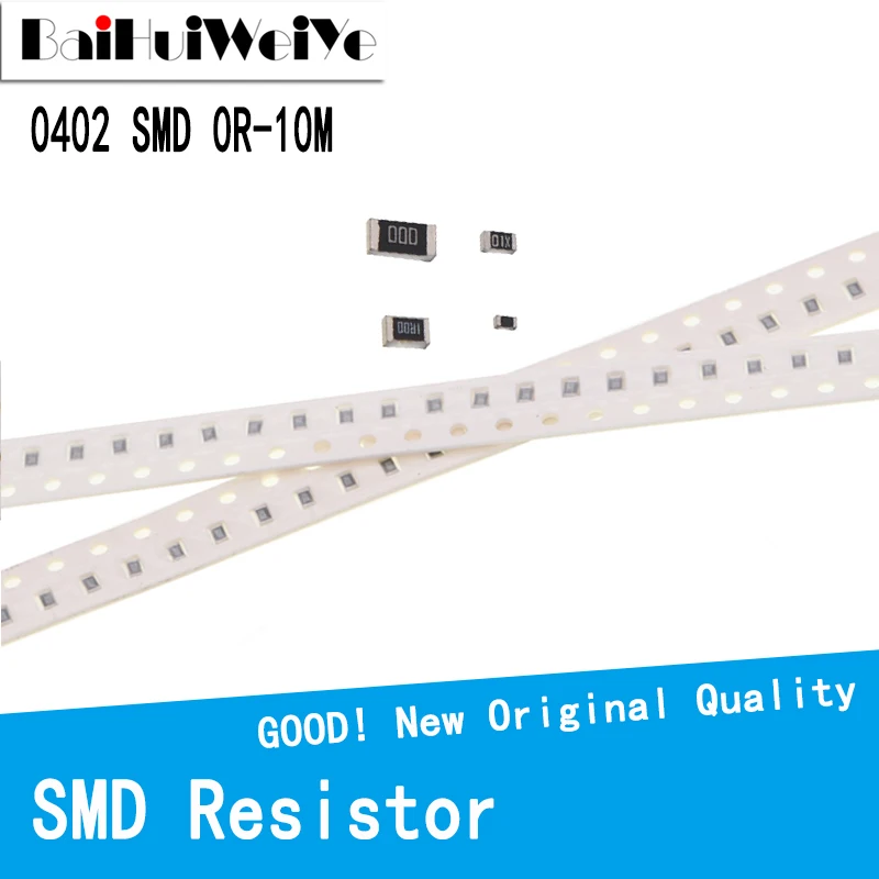 100Pcs 0402 SMD Resistor 0R ~ 10M 1/8W 0 0.1 1 10 100 150 220 330 ohm 1K 2.2K 4.7K 10K 100K 1R 10R 100R 150R 220R 330R 1M 10M