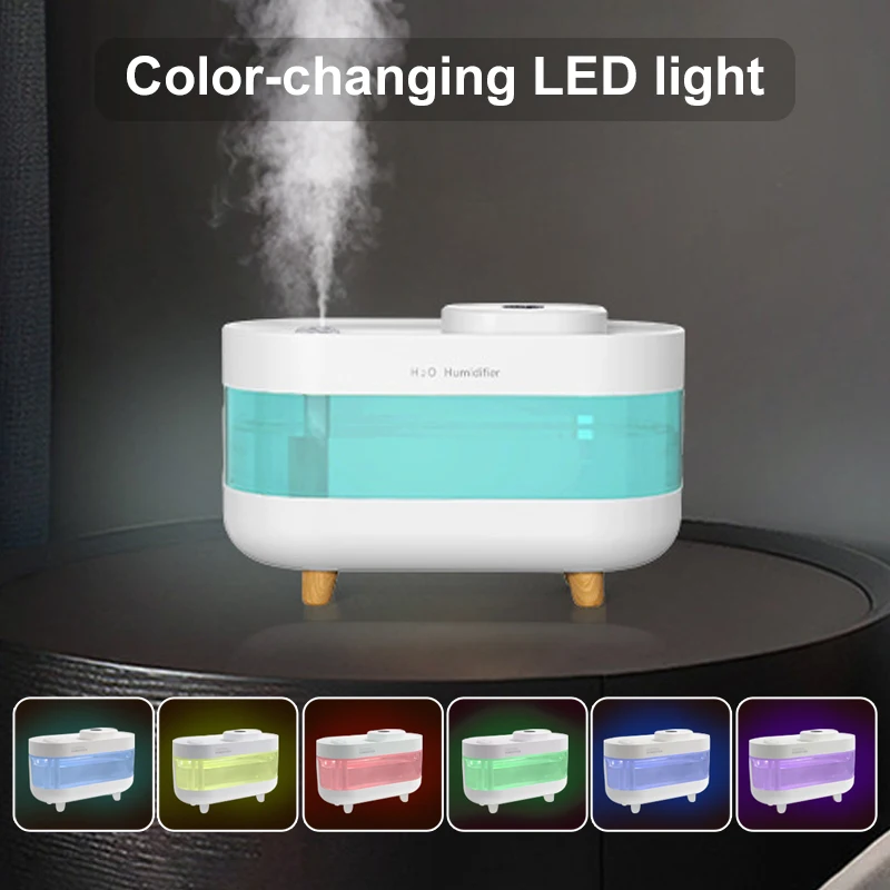 

CJ-707 1.5L Large Dual Nozzles Spray Air Humidifier USB Rechargeale Cool Nano Mist Smart Quiet Colorful LED Night Light Lamp
