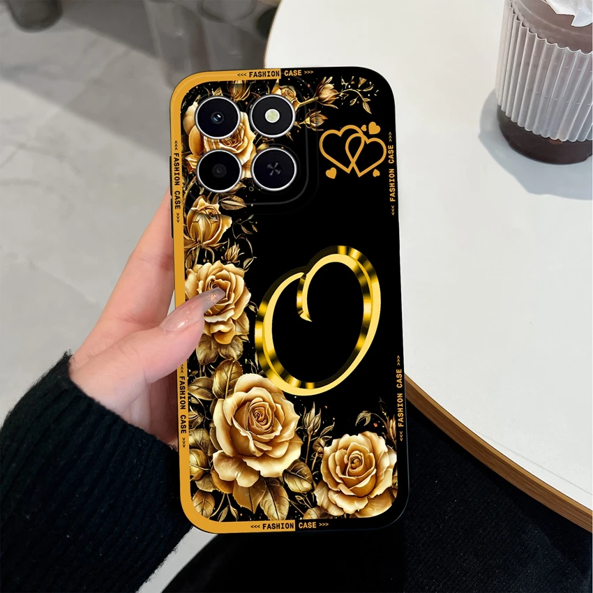 Fashionable Matte Silicone Floral Letter Design Shockproof Protective Phone Case
